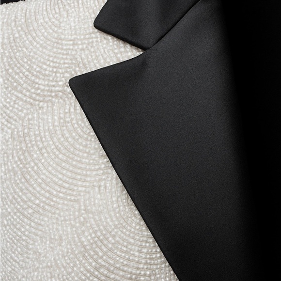 Black and White Tuxedo Beaded Fringe Cape - Picture 5 of 7